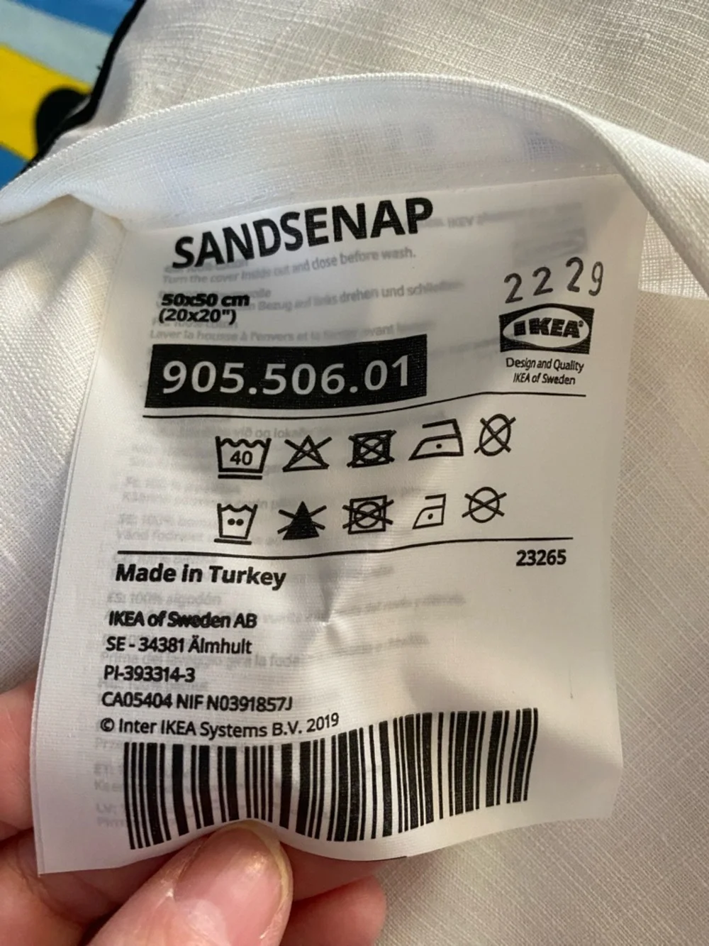 IKEA SANDSENAP Black & White Pillow Cover
